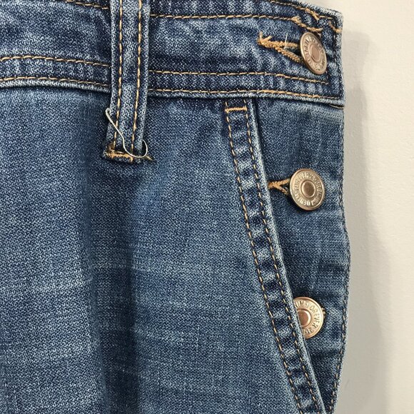 Forever 21 Overalls Womens 28 Blue Denim Jeans Distressed Straight Button Pocket - Picture 11 of 16